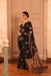 KAVVYA SOFT & LIGHT WEIGHT MAROON HANDLOOM SAREE WITH GOLDEN HASH TAG MOTIF ALL OVER THE SAREE WITH CONTRAST BROWN PALLU AND BLOUSE