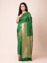 KAVVYA ELEGANT BOTTLE GREEN BANARSI WEAVING SILK SAREE - KAVVYA
