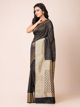 KAVVYA ELEGANT BLACK BANARSI WEAVING SILK SAREE - KAVVYA