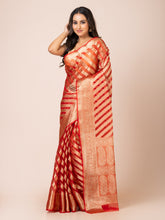 KAVVYA SOFT & LIGHT WEIGHT RED ORGANZA SILK WEAVING SAREE