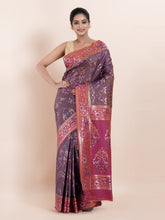 KAVVYA TWO TONE PURPLE IKAT SILK SAREE