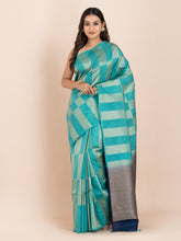 KAVVYA blue color benarasi handloom weaving silk saree