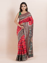 KAVVYA RED TWO TONE SAREE WITH FLORAl MOTIFS