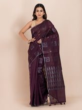 KAVVYA WINE HANDLOOM LINEN SAREE