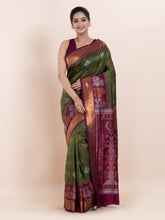 KAVVYA BOTTLE GREEN IKAT SILK SAREE