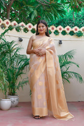 Kavvya Off-White Soft & Lightweight Kora Organza Weaving Silk Saree - KAVVYA