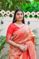 Kavvya Blue Brocade Silk Paithani Saree - KAVVYA 