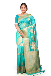 Kavvya Bottle Green Soft & Lightweight Kora Organza Weaving Silk Saree - KAVVYA
