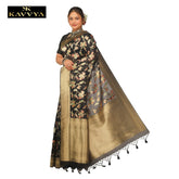 Kavvya Black Soft & Lightweight Kora Organza Weaving Silk Saree - KAVVYA