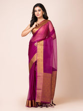 KAVVYA SOOTHING PURPLE SOFT AND LIGHT WEIGHT BOLLYWOOD STYLE BENARASI ORGANZA WEAVING SILK SAREE - KAVVYA