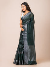 KAVVYA Soft & Lightweight bottle green color benarasi weaving silk saree