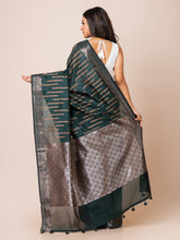 KAVVYA Soft & Lightweight bottle greenb color benarasi handloom weaving silk saree