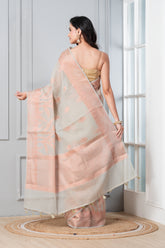 KAVVYA SOFT & LIGHTWEIGHT OFFWHITE COLOUR HANDLOOM SAREE