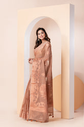 KAVVYA SOFT & LIGHTWEIGHT CAMEL BROWN COLOUR HANDLOOM SAREE
