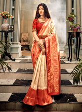 Kavvya Soft & Lightweight Red Weaving Silk Saree - KAVVYA