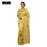 Kavvya Lemon Yellow Soft & Lightweight Raw Silk Weaving Saree - KAVVYA