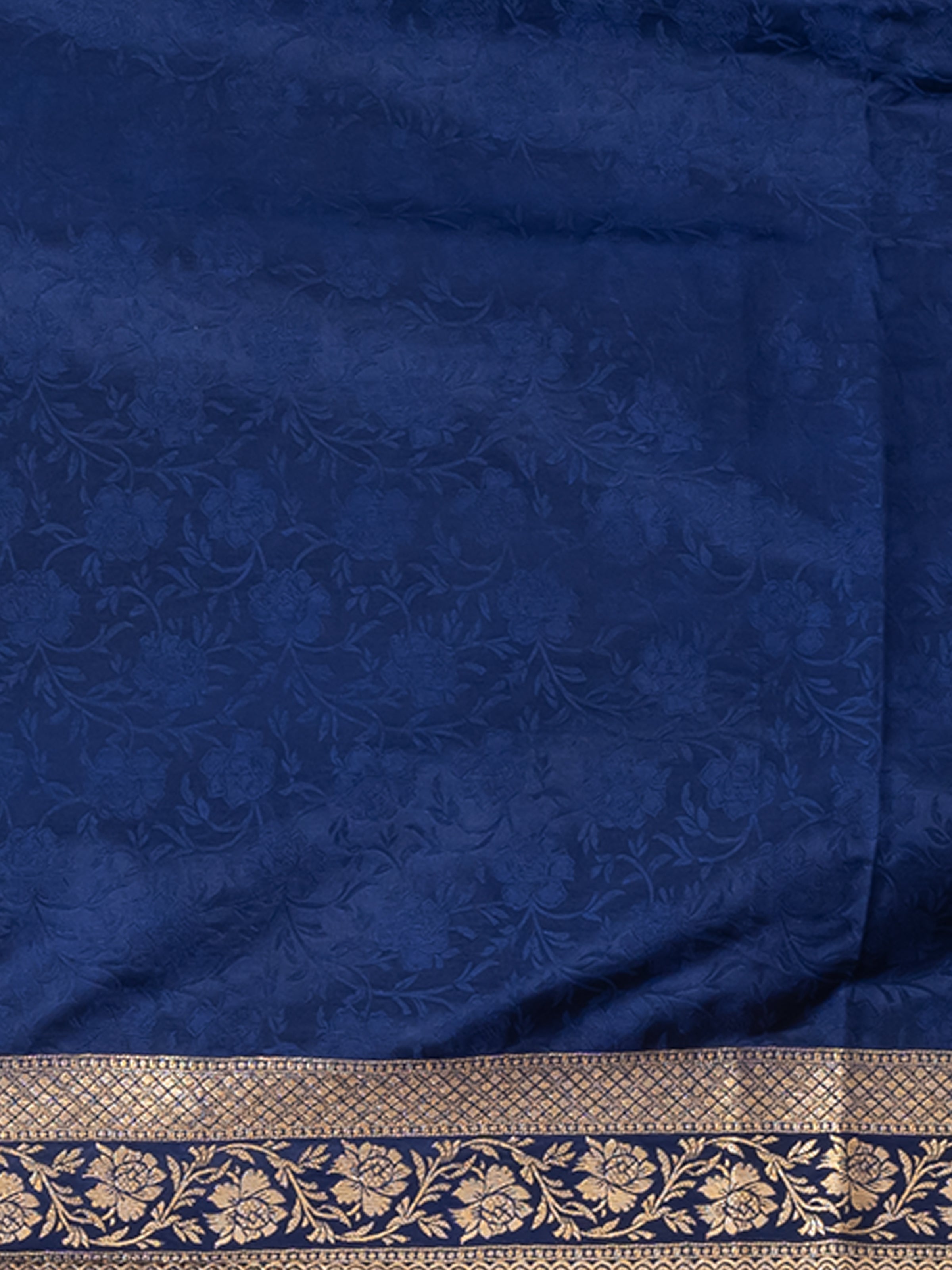 Kavya Soft & Lightweight Indigo Blue Satin Gajji Silk Weaving Saree - KAVVYA 