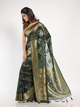 Kavvya Bottle Green Soft & Lightweight Kora Organza Weaving Silk Saree - KAVVYA
