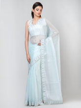 Kavvya Baby Blue Color Fancy Hand Emboidery Saree - KAVVYA