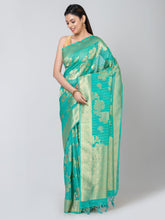 Kavvya Sea Green Soft & Lightweight Banarasi Organza Weaving Silk Saree - KAVVYA