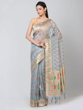 Kavvya Gray Soft & Lightweight Banarasi Organza Weaving Silk Saree - KAVVYA