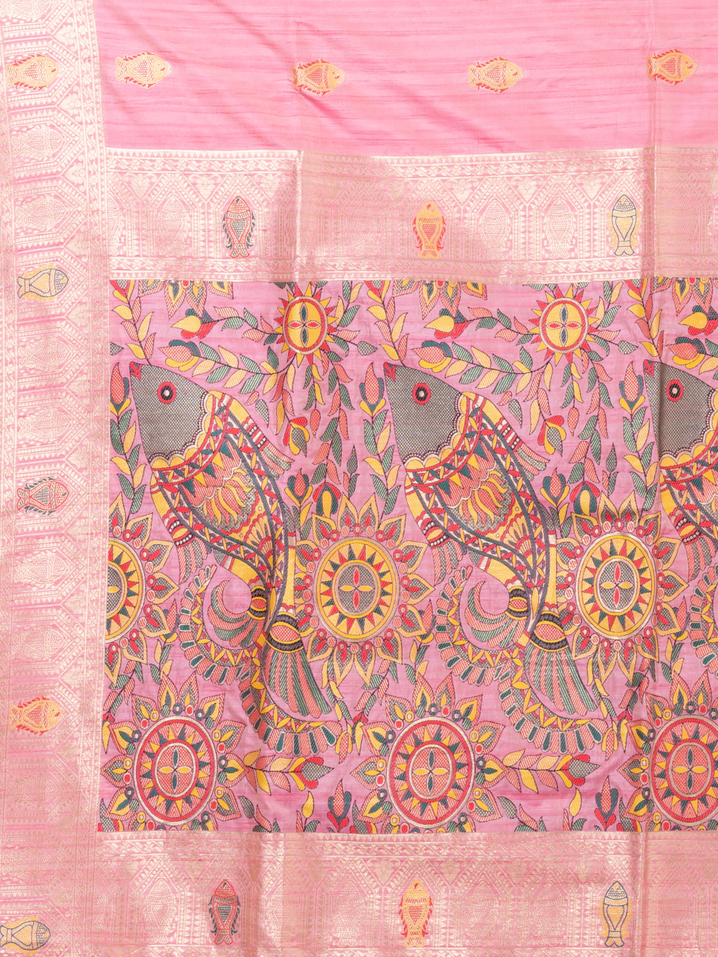 Kavvya Pink Soft & Lightweight Tussar Silk Weaving Saree - KAVVYA 