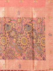 Kavvya Flamingo Pink Soft & Lightweight Tussar Silk Weaving Saree - KAVVYA 