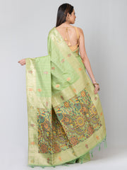 Kavvya Sea Green Soft & Lightweight Tussar Silk Weaving Saree - KAVVYA 