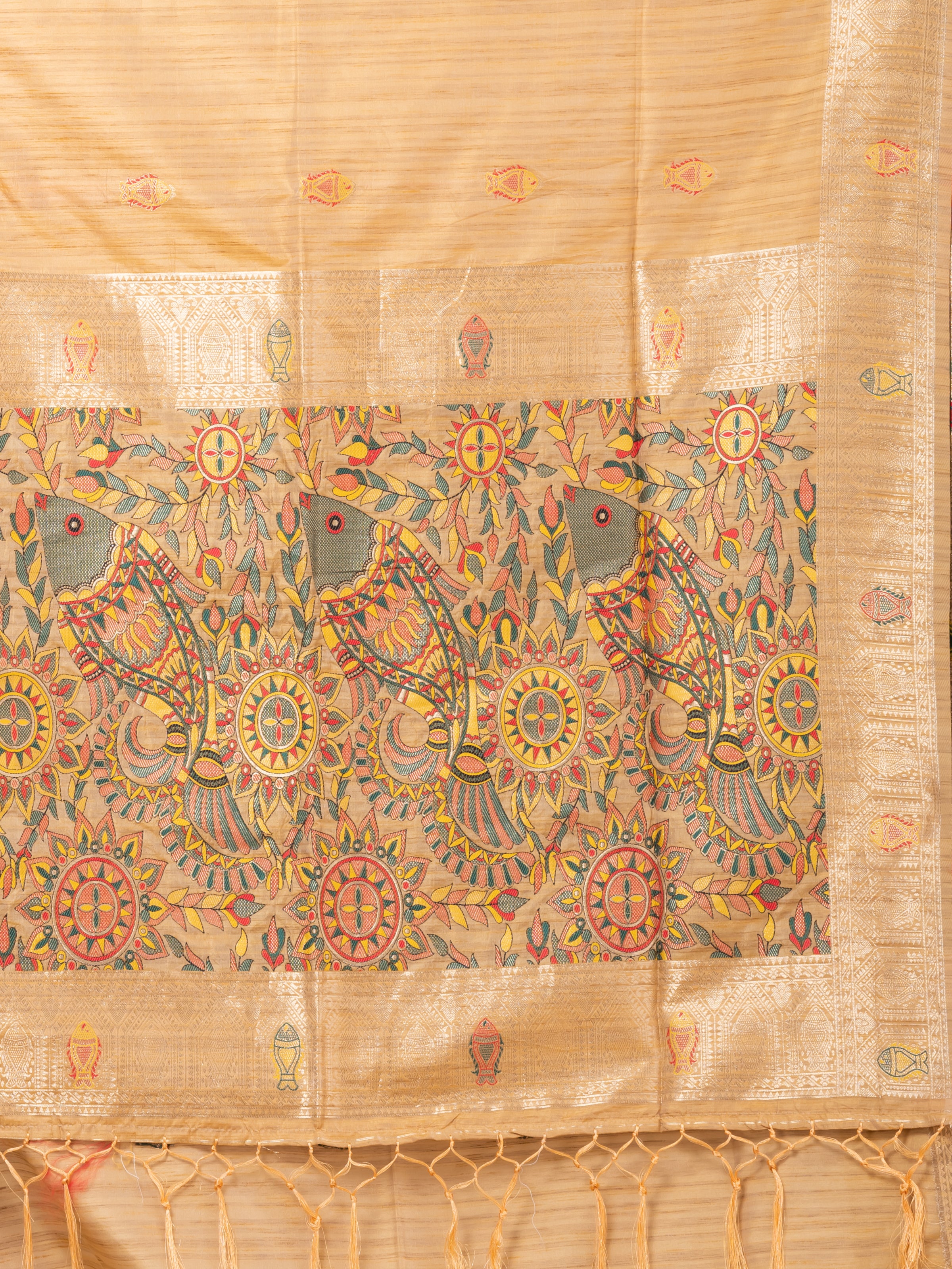 Kavvya Mustard Yellow & Lightweight Tussar Silk Weaving Saree - KAVVYA 