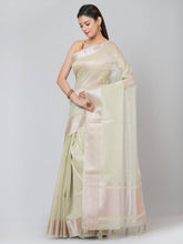 Kavvya Mint Green Soft & Lightweight Benarasi Handloom Saree