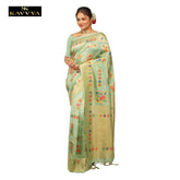 Kavvya Pista Green Soft & Lightweight Raw Silk Weaving Saree - KAVVYA