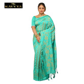 Kavvya Sea Green Soft And Light Weight Raw Silk Weaving Saree - KAVVYA