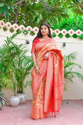 Kavvya Blue Brocade Silk Paithani Saree - KAVVYA