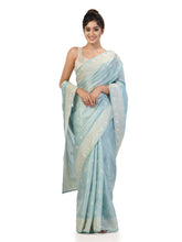 Kavvya Sky Blue Soft & Lightweight Tussar Silk Saree - KAVVYA