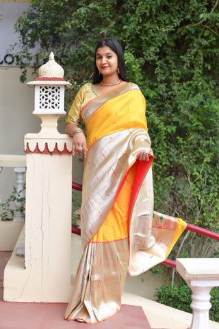 Kavvya Yellow Soft & Lightweight Mulberry Silk Saree I KAVVYA 