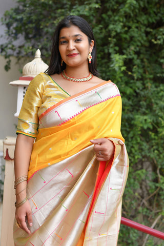 Kavvya Yellow Soft & Lightweight Mulberry Silk Saree I KAVVYA 