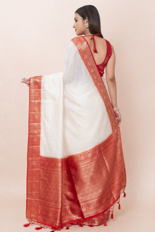 KAVVYA SOFT & LIGHT WEIGHT WHITE RAW SILK SAREE