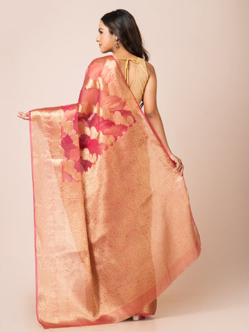 KAVVYA SOFT & LIGHT WEIGHT PINK ORGANZA SILK