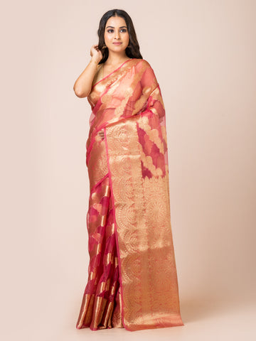 KAVVYA SOFT & LIGHT WEIGHT PINK ORGANZA SILK