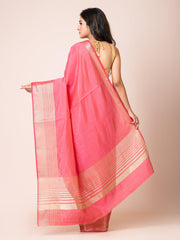 KAVVYA SOOTHING PINK SOFT & LIGHT WEIGHT CELEBRITY THEME WEAVING SILK SAREE - KAVVYA 
