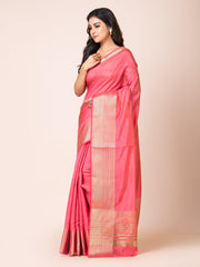 KAVVYA SOOTHING PINK SOFT & LIGHT WEIGHT CELEBRITY THEME WEAVING SILK SAREE - KAVVYA 
