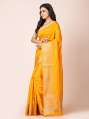 KAVVYA SOOTHING YELLOW SOFT & LIGHT WEIGHT CELEBRITY THEME WEAVING SILK SAREE - KAVVYA 