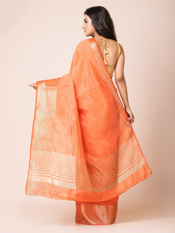 KAVVYA SOOTHING ORANGE SOFT & LIGHT WEIGHT CELEBRITY THEME WEAVING SILK SAREE - KAVVYA 