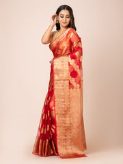 KAVVYA SOFT & LIGHT WEIGHT RED ORGANZA SILK
