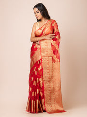 KAVVYA SOFT & LIGHT WEIGHT RED ORGANZA SILK
