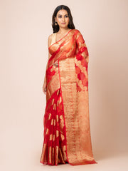 KAVVYA SOFT & LIGHT WEIGHT RED ORGANZA SILK