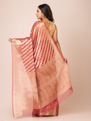 KAVVYA  SOFT & LIGHT WEIGHT PINK ORGANZA SILK WEAVING SAREE