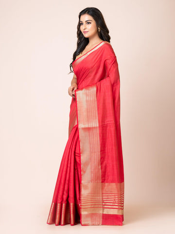 KAVVYA SOOTHING ROSE PINK SOFT & LIGHT WEIGHT CELEBRITY THEME WEAVING SILK SAREE - KAVVYA 