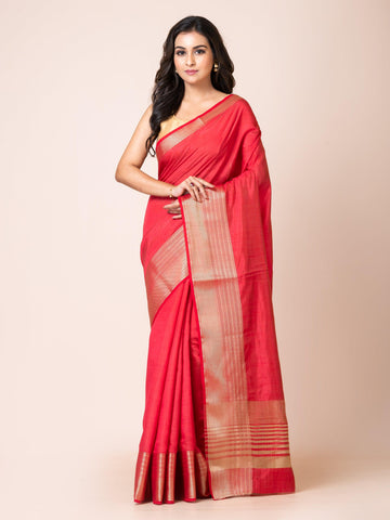 KAVVYA SOOTHING ROSE PINK SOFT & LIGHT WEIGHT CELEBRITY THEME WEAVING SILK SAREE - KAVVYA 