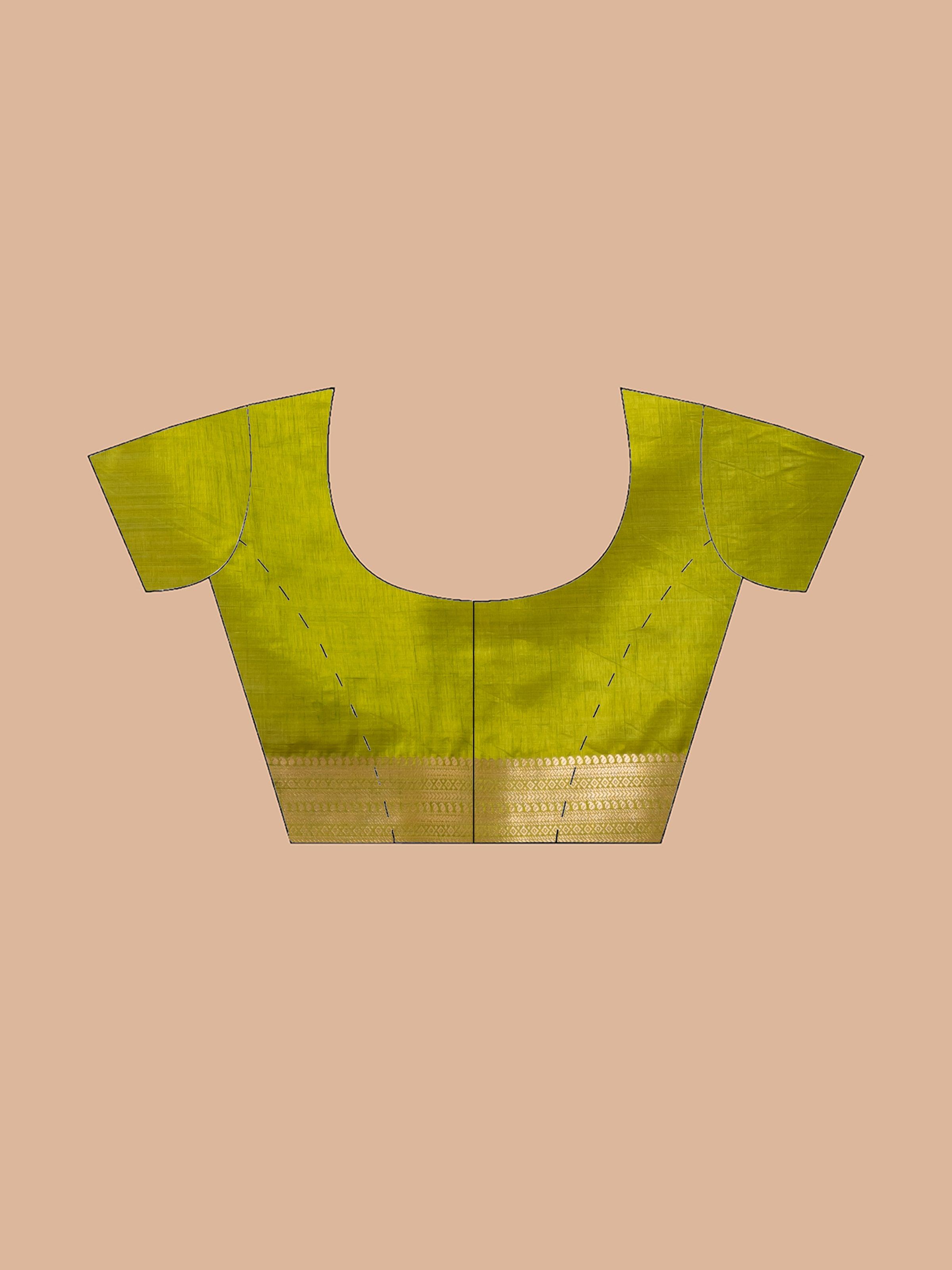 KAVVYA SOOTHING OLIVE GREEN SOFT & LIGHT WEIGHT CELEBRITY THEME WEAVING SILK SAREE - KAVVYA 